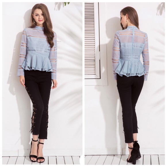 ‼️PRICE FIRM LAST CALL Intricate Lace Peplum Top - Picture 4 of 7